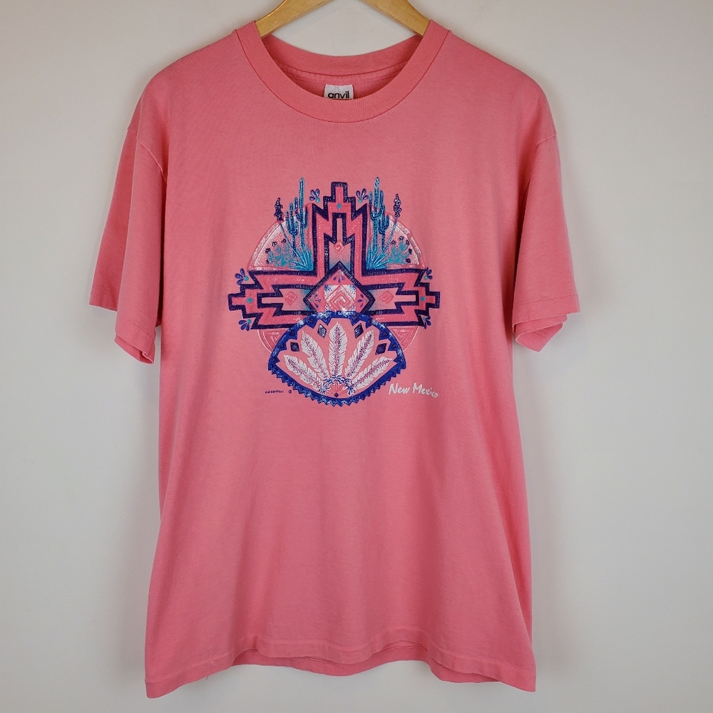 New Mexico Puff Paint Print Graphic Single Stitch Vintage T-shirt